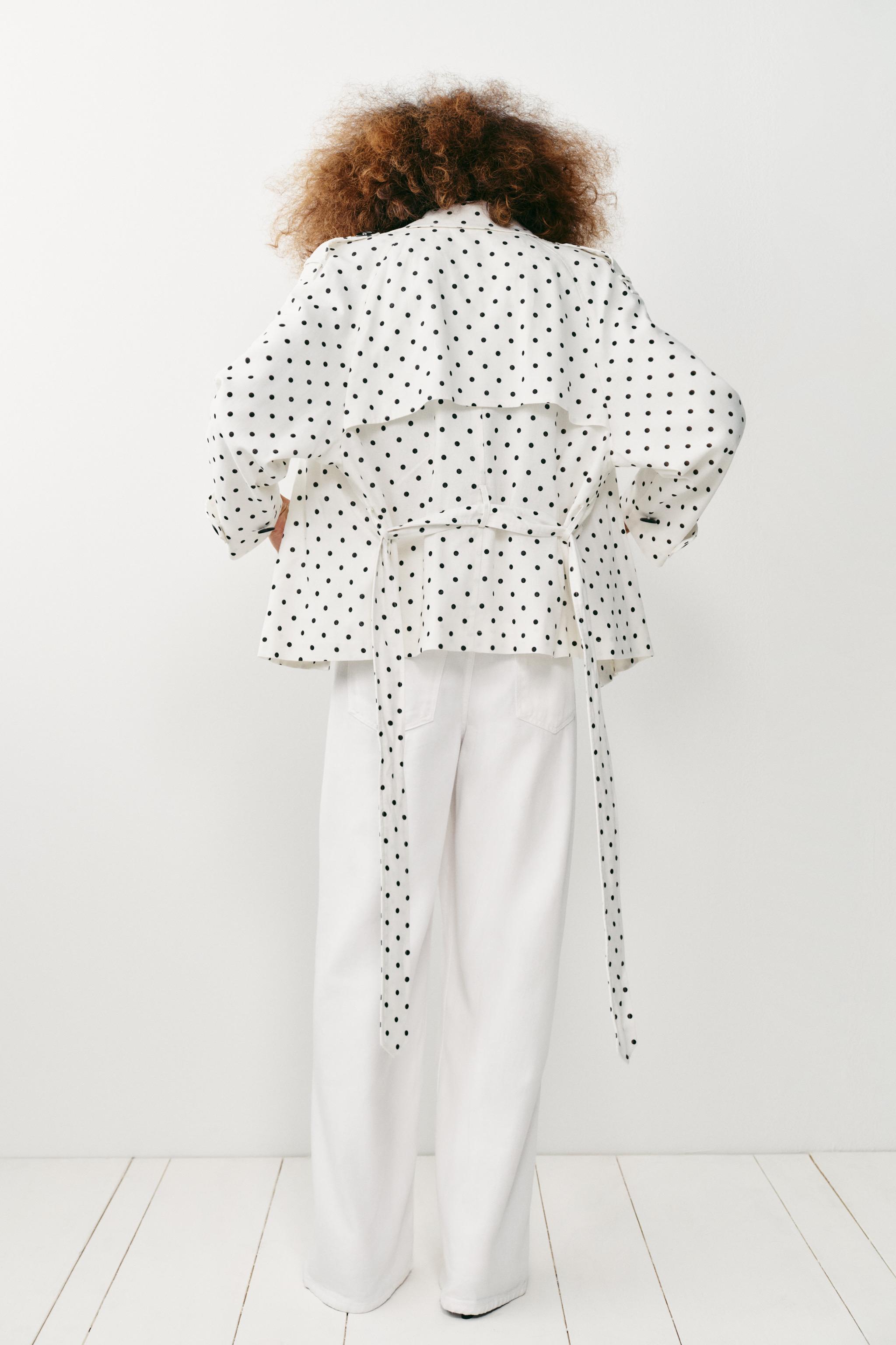 POLKA DOT BELTED TRENCH JACKET